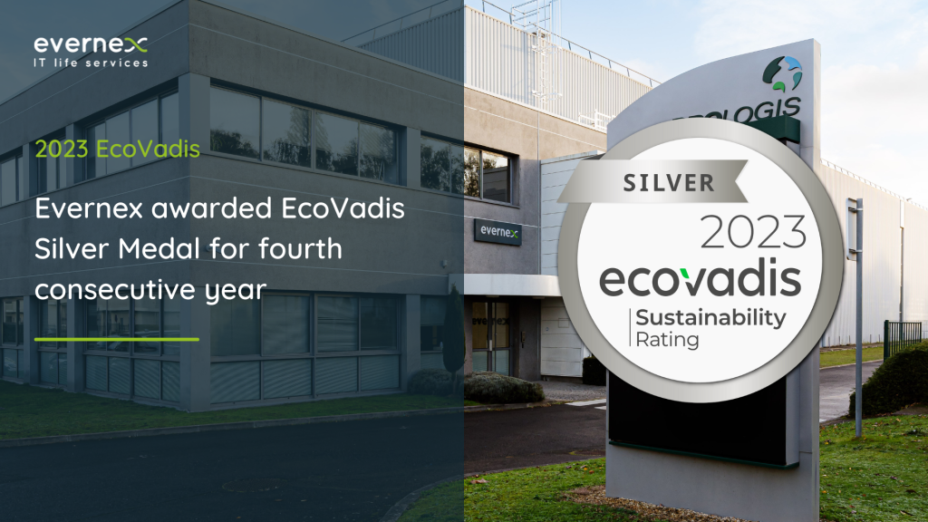 Nel 2023 Evernex Group SAS è stata insignita della Medaglia d’Argento EcoVadis per il quarto anno consecutivo, a sottolineare le sue costanti e significative prestazioni nel campo della sostenibilità.