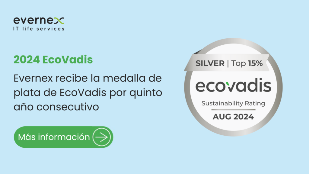 Evernex recibe la medalla de plata de EcoVadis por quinto año consecutivo, aumentando su puntuación en áreas clave