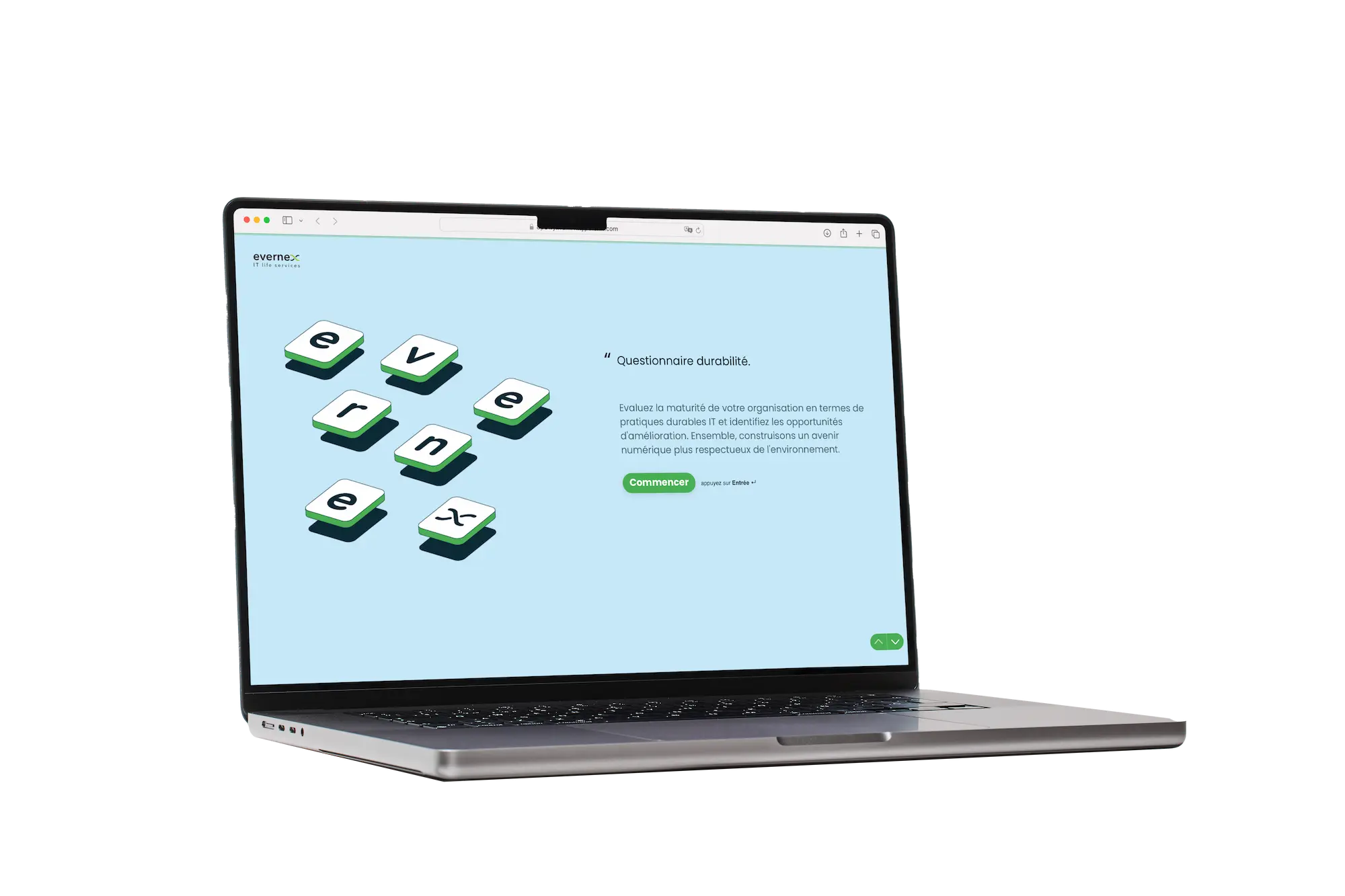 laptop_mockup_evernex Questionnaire evaluation maturite environnementale